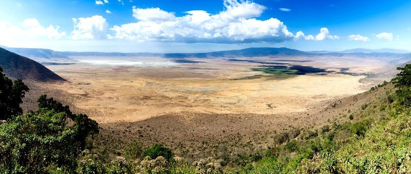 Panoramic view of Ngorongoro Crater in Tanzania